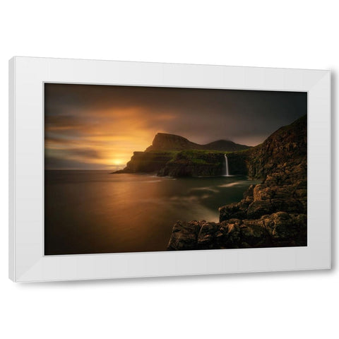 Arnafjall Sunset White Modern Wood Framed Art Print by Kruczynski, Wojciech