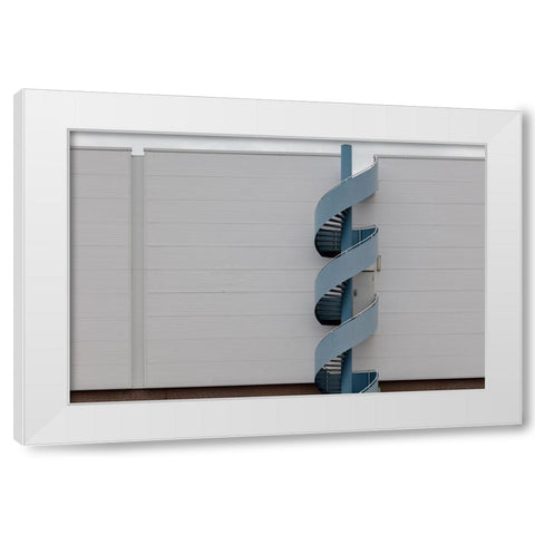 The Blue Stair White Modern Wood Framed Art Print by Luycx, Theo