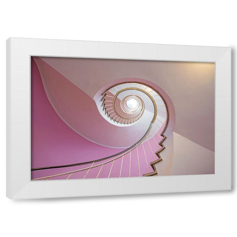 The Pink Red Staircase White Modern Wood Framed Art Print by Ohlendorf, Anette