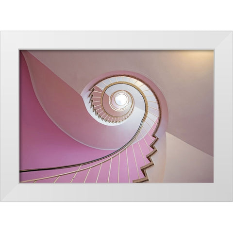 The Pink Red Staircase White Modern Wood Framed Art Print by Ohlendorf, Anette