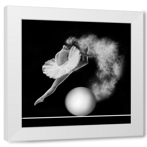 Jump White Modern Wood Framed Art Print by Bunjamin, Antonyus