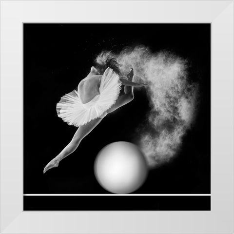 Jump White Modern Wood Framed Art Print by Bunjamin, Antonyus