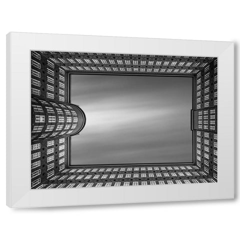 Qlook Up - Sprinkenhofq White Modern Wood Framed Art Print by Lopez, Oscar