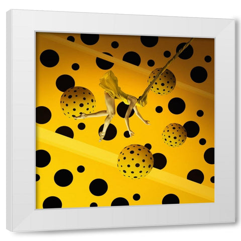 Polkadot On Memory Bliss White Modern Wood Framed Art Print by Hardibudi