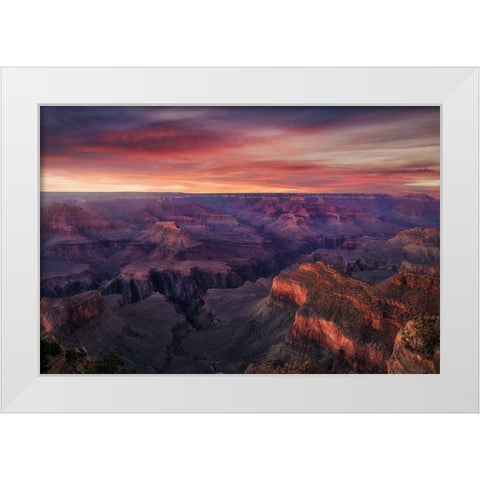Canyon On Fire White Modern Wood Framed Art Print by F. Turienzo, Carlos