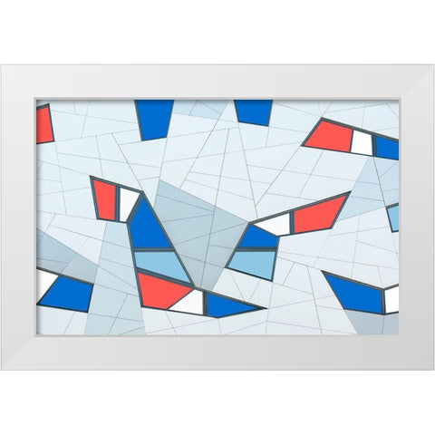 Game Of Lines And Shapes White Modern Wood Framed Art Print by Van Son, Greetje