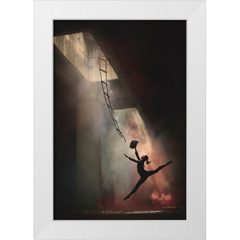 Smoke Dance White Modern Wood Framed Art Print by Kisworo, Sebastian