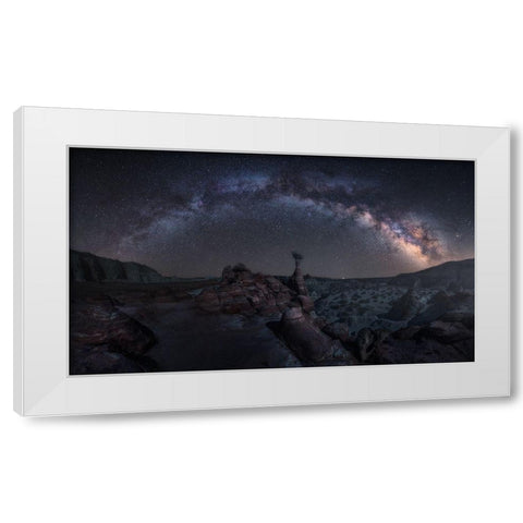 Toadstool Night White Modern Wood Framed Art Print by F. Turienzo, Carlos