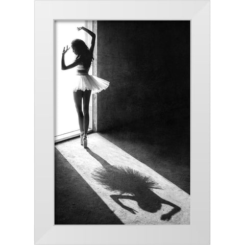 Shadow Dance White Modern Wood Framed Art Print by Kisworo, Sebastian
