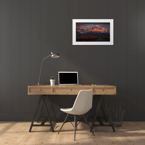 Burning Peak White Modern Wood Framed Art Print by Svoboda Mqep, Peter