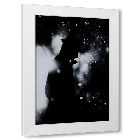Cold Winter Night Silhouette White Modern Wood Framed Art Print by PhotoCosma