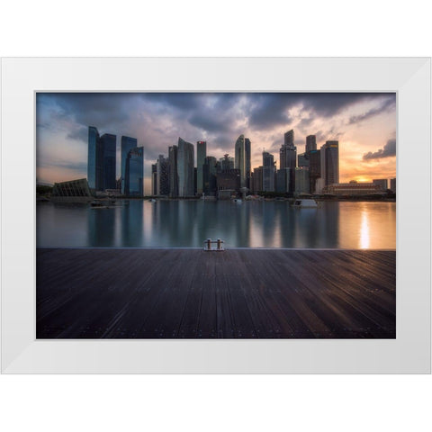 City Dock White Modern Wood Framed Art Print by Vandewalle, Richard