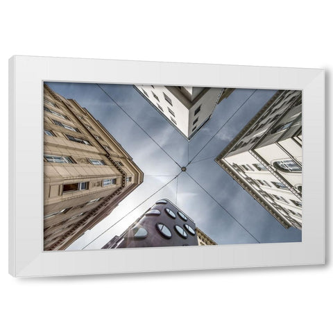 Where Streets Meet The Sky White Modern Wood Framed Art Print by Cancian, Lorenza