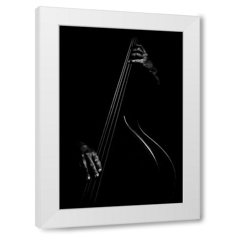Le Contrebassiste White Modern Wood Framed Art Print by Didier, Strugala