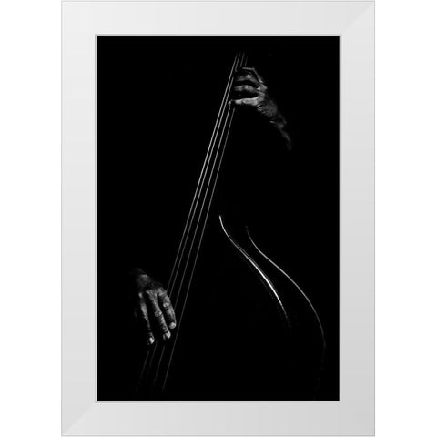 Le Contrebassiste White Modern Wood Framed Art Print by Didier, Strugala