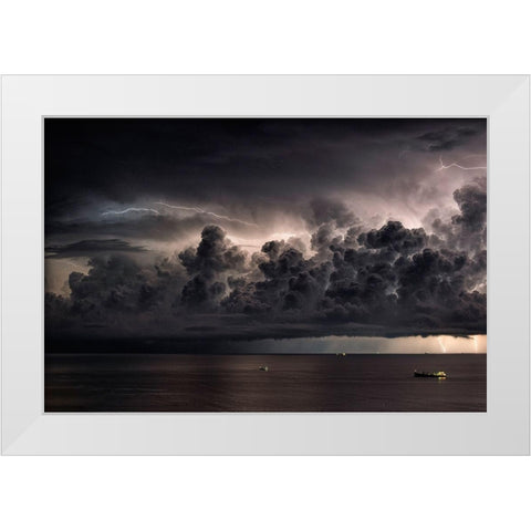 Storm Over The Mediterranean Sea White Modern Wood Framed Art Print by Zanleone, Roberto