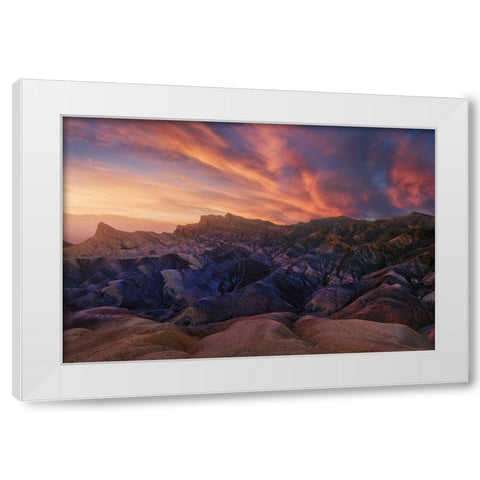 Zabriskie Sunset White Modern Wood Framed Art Print by F. Turienzo, Carlos