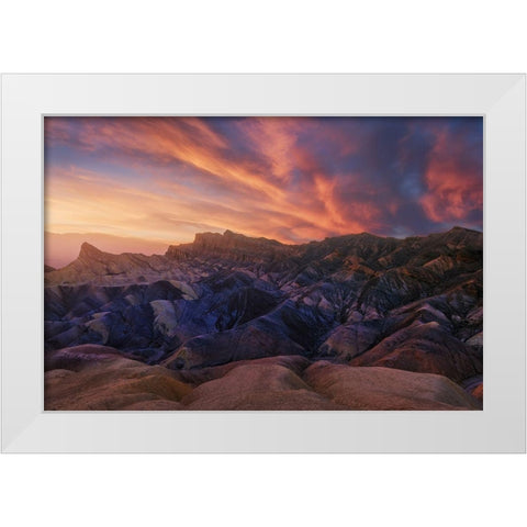 Zabriskie Sunset White Modern Wood Framed Art Print by F. Turienzo, Carlos