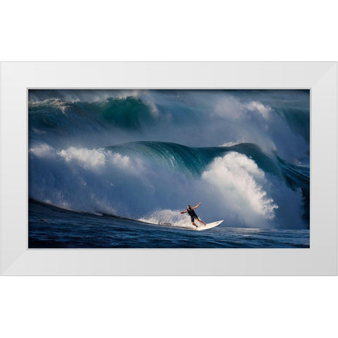 Dancing With Waves White Modern Wood Framed Art Print by H Yang, David