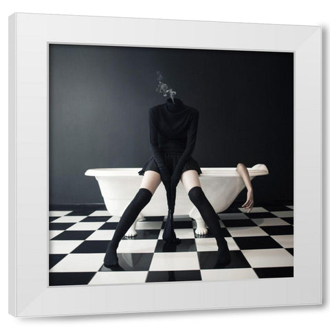 Missing Lullaby White Modern Wood Framed Art Print by Hardibudi