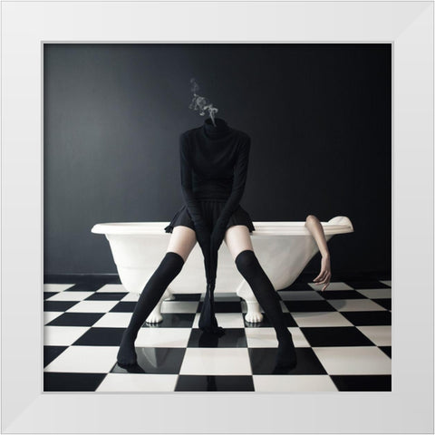 Missing Lullaby White Modern Wood Framed Art Print by Hardibudi