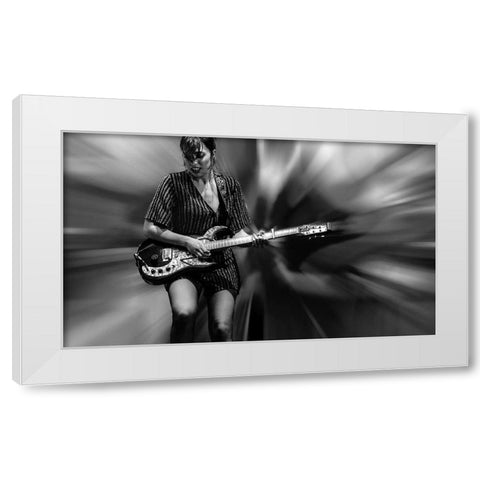 Lady With Guitar Baw White Modern Wood Framed Art Print by Domont, Jois
