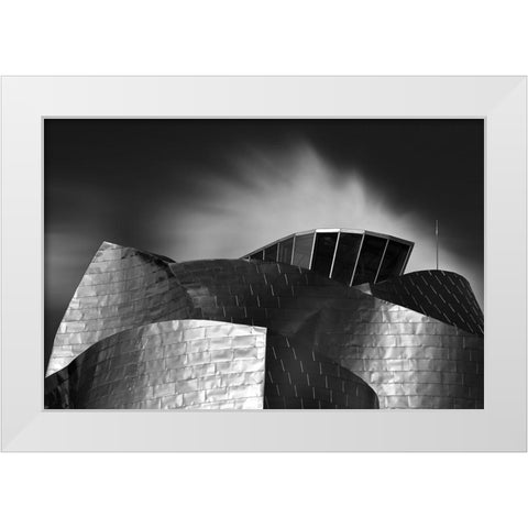 Gehry In Bilbao White Modern Wood Framed Art Print by Hawerkamp, Hans-Wolfgang
