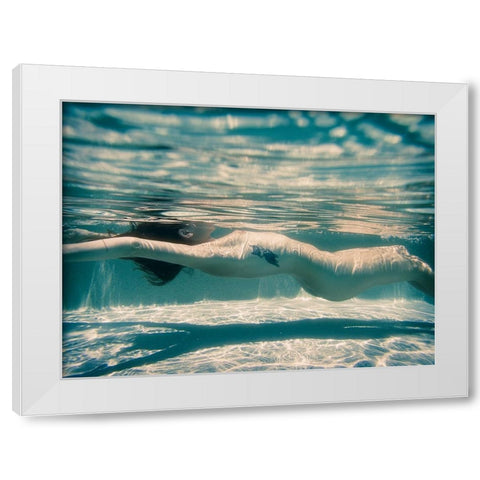 Fox Under Water White Modern Wood Framed Art Print by Brackstone, Mel