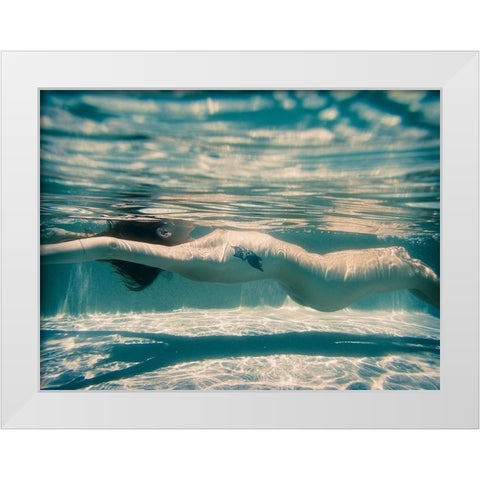 Fox Under Water White Modern Wood Framed Art Print by Brackstone, Mel