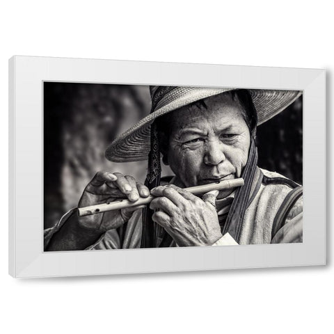 Vibrations White Modern Wood Framed Art Print by Flour, Piet