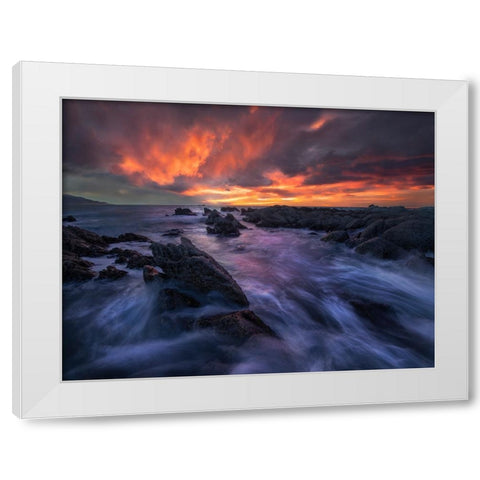 Burning Sky White Modern Wood Framed Art Print by Zhang, Yan