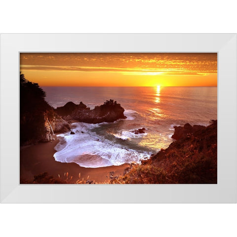 Mcway Falls At Sunset White Modern Wood Framed Art Print by Suradji, Surjanto