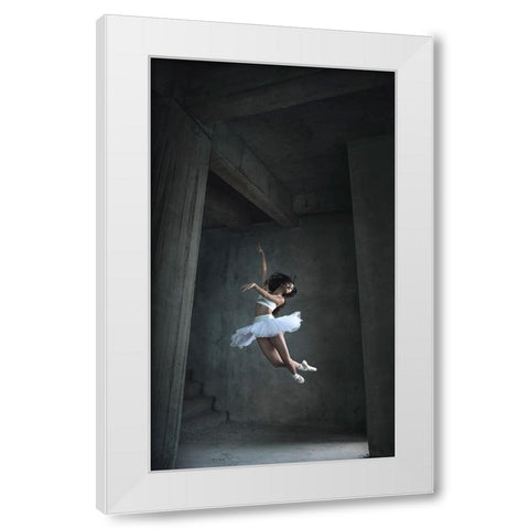Flying Dance White Modern Wood Framed Art Print by Kisworo, Sebastian