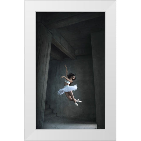 Flying Dance White Modern Wood Framed Art Print by Kisworo, Sebastian