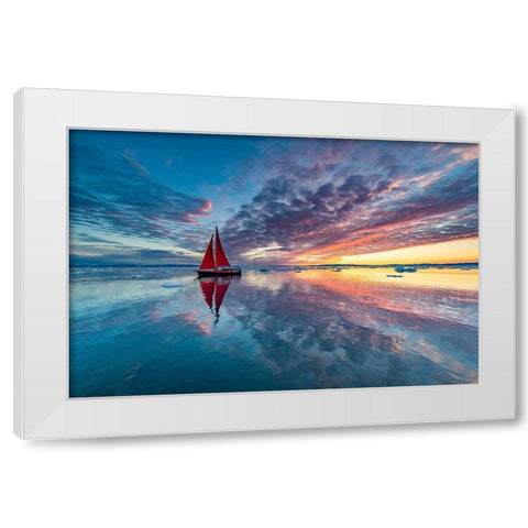 Greenland Fire Sky White Modern Wood Framed Art Print by Pelissier, Marc