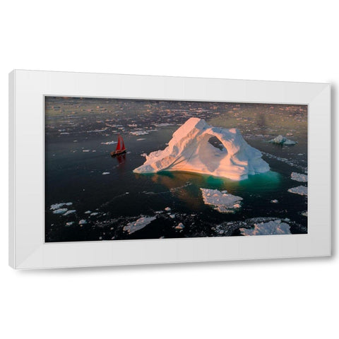 The Small Red Boat White Modern Wood Framed Art Print by Pelissier, Marc