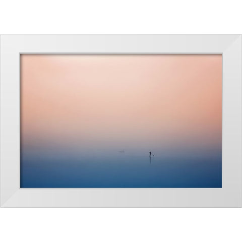 Stand Up Paddling White Modern Wood Framed Art Print by Hermann, Uschi