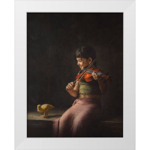 Sing With Me White Modern Wood Framed Art Print by Kisworo, Sebastian