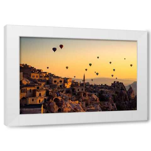 Sunrise Over Cappadocia White Modern Wood Framed Art Print by Pancareken, Yavuz