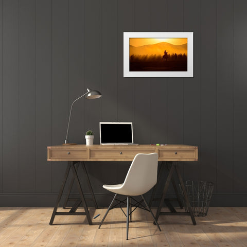 Chasing The Jades! White Modern Wood Framed Art Print by Pancareken, Yavuz
