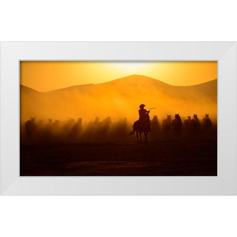 Chasing The Jades! White Modern Wood Framed Art Print by Pancareken, Yavuz