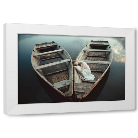 Boats White Modern Wood Framed Art Print by Gorecka, Dorota
