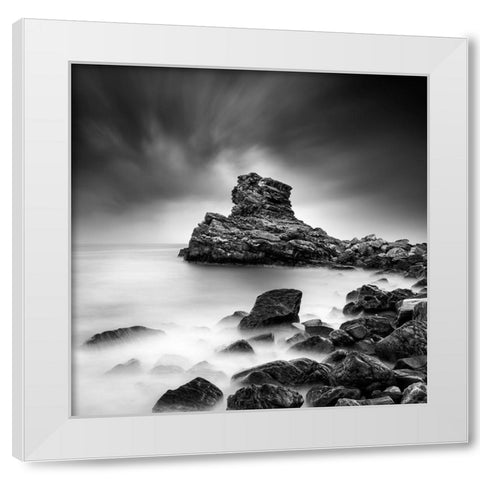 A Sea Of Rocks White Modern Wood Framed Art Print by Digalakis, George