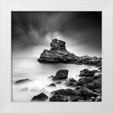 A Sea Of Rocks White Modern Wood Framed Art Print by Digalakis, George
