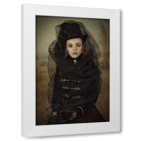 English Lady White Modern Wood Framed Art Print by Kayen-Mouthaan, Carola