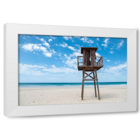 Tower In Paradise White Modern Wood Framed Art Print by Palacios Prieto, Javier