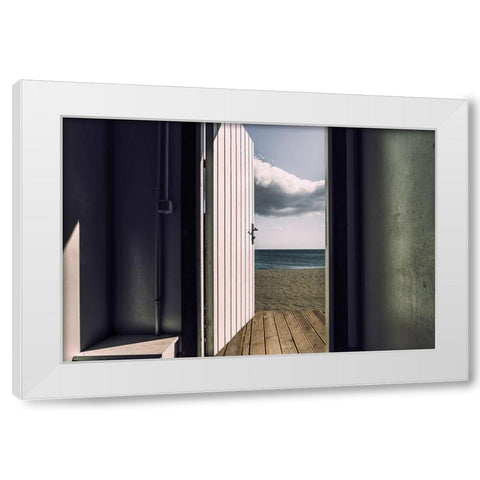 Got To Get Out White Modern Wood Framed Art Print by Pino, Emilio