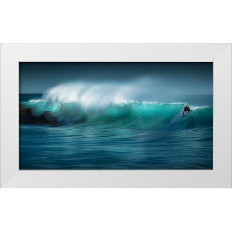 Riding The Wave White Modern Wood Framed Art Print by Lazzarotti, Paolo