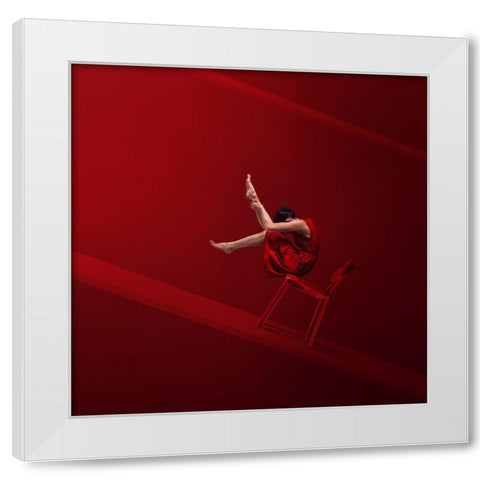 Red Chair White Modern Wood Framed Art Print by Hardibudi