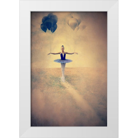 Balance Of Life White Modern Wood Framed Art Print by Lia, Adela